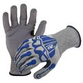 Azusa Safety Bluwolf Cut Resistant 18 ga.ANSI A4 Gloves, Polyurethane Palm Coating/TPR Knuckle/Finger Guards, XL BW4030